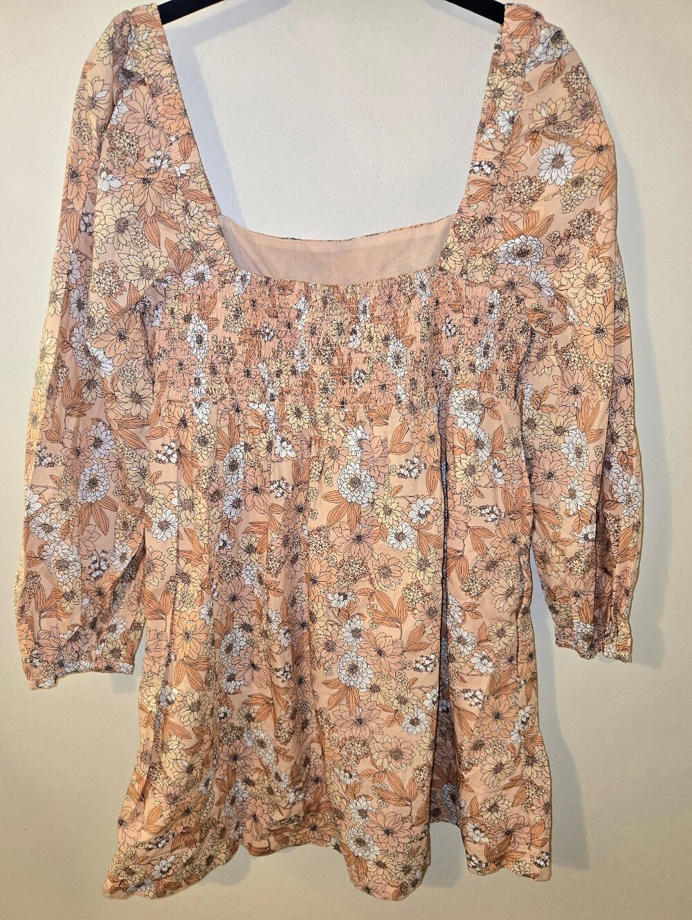 J.CREW Squareneck Cotton Poplin A-Line Smocked Dress in Zinnia Floral Size Md - Picture 3 of 6